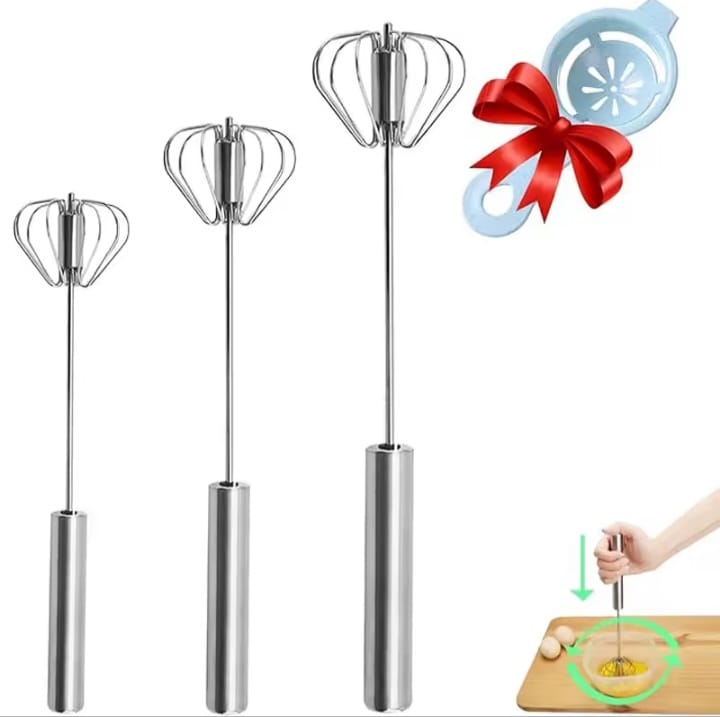 3-Piece Stainless Steel Hand Whisk Set – Long, Medium & Short