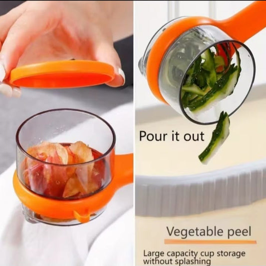 Vegetable Peeler with Built-in Catch Cup