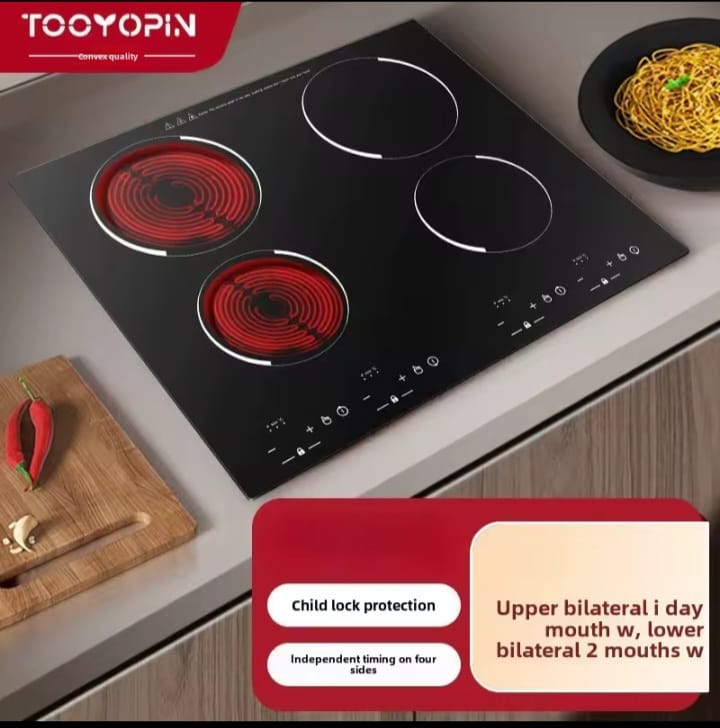 6000W 4-Burner Ceramic Induction Hob – Premium Built-In Cooktop with 7-Layer Safety