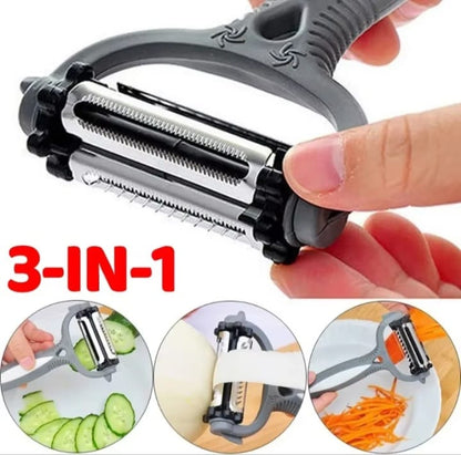 3-in-1 Rotating Multi-Blade Vegetable Peeler – Peel, Shred & Grate