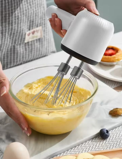 Wireless Twin-Head Electric Hand Mixer – 1200mAh USB-C Rechargeable Egg Beater