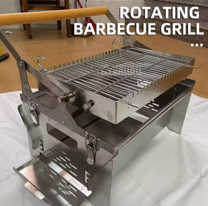 Rotating Mesh BBQ Grill – Foldable Outdoor Braai