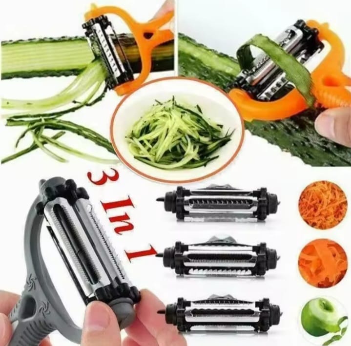 3-in-1 Rotating Multi-Blade Vegetable Peeler – Peel, Shred & Grate