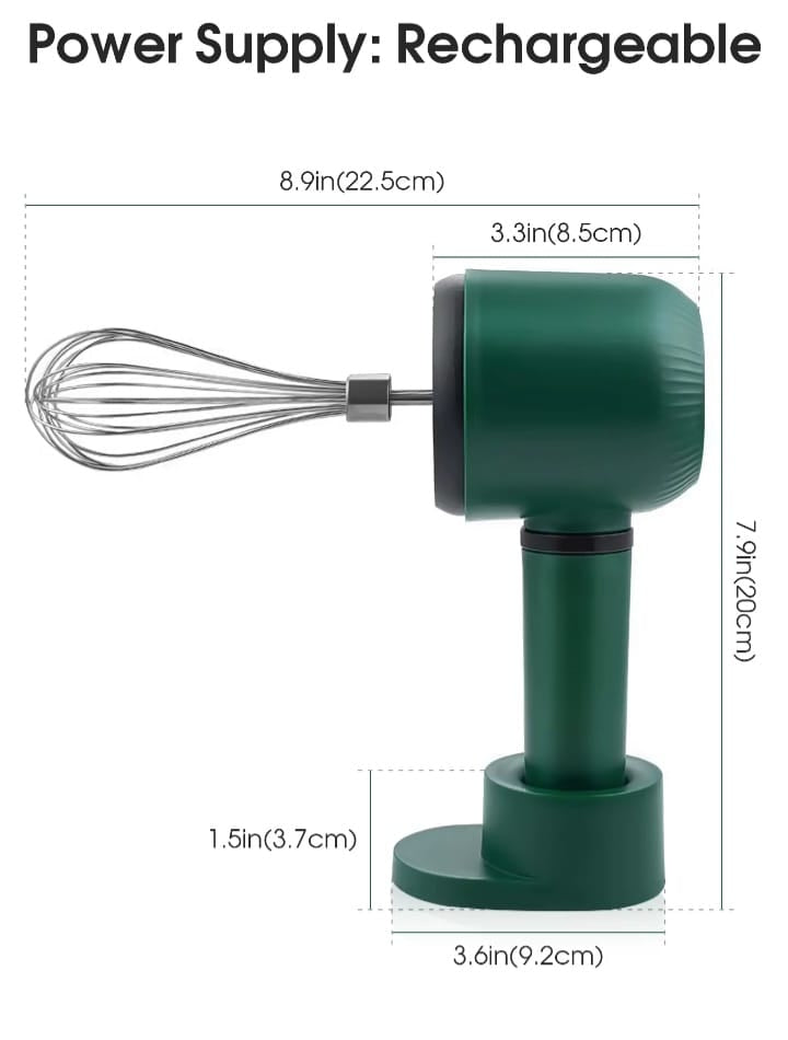 Wireless Twin-Head Electric Hand Mixer – 1200mAh USB-C Rechargeable Egg Beater