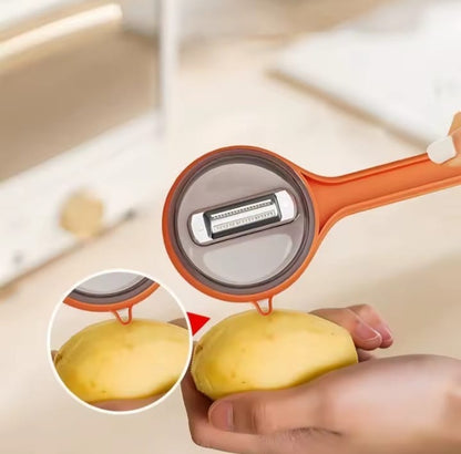 Vegetable Peeler with Built-in Catch Cup