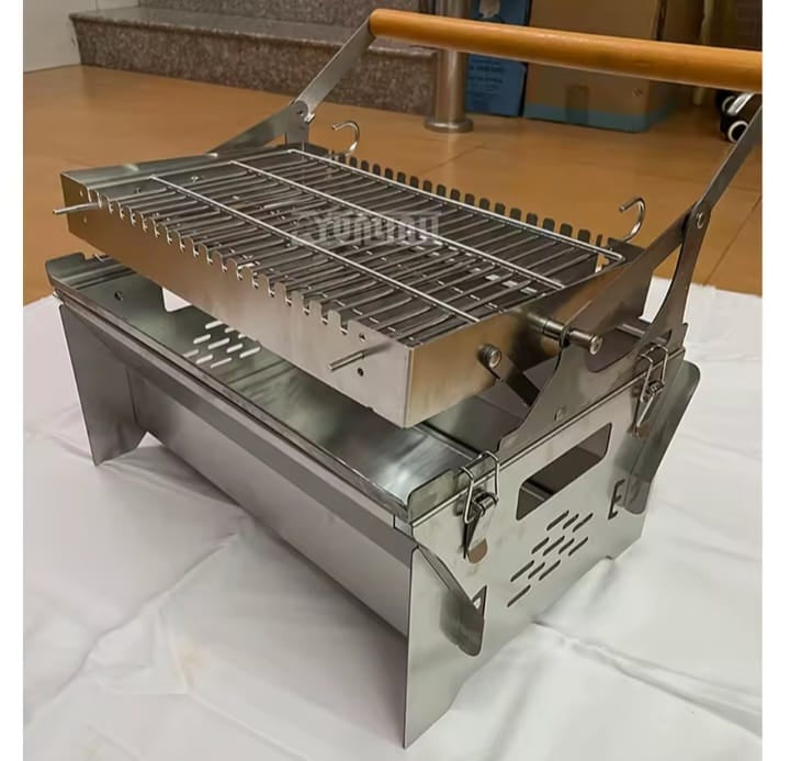 Rotating Mesh BBQ Grill – Foldable Outdoor Braai