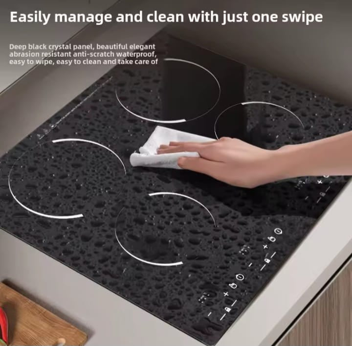 6000W 4-Burner Ceramic Induction Hob – Premium Built-In Cooktop with 7-Layer Safety