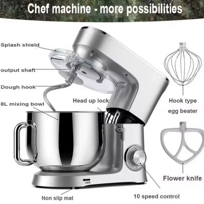 8L Professional Stand Mixer – 10-Speed Chef Machine