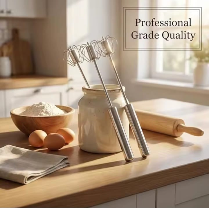3-Piece Stainless Steel Hand Whisk Set – Long, Medium & Short