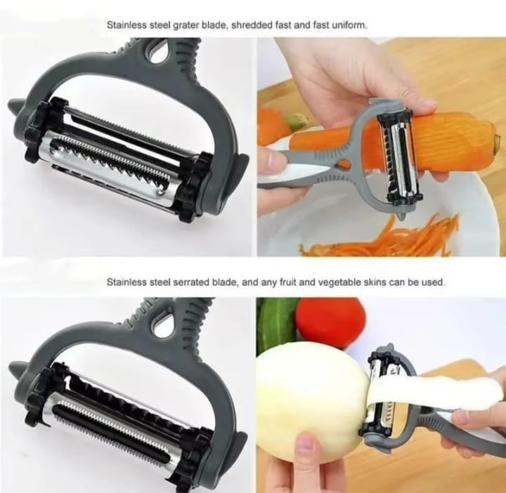 3-in-1 Rotating Multi-Blade Vegetable Peeler – Peel, Shred & Grate