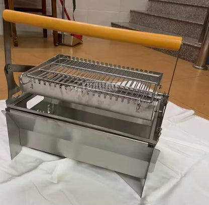 Rotating Mesh BBQ Grill – Foldable Outdoor Braai
