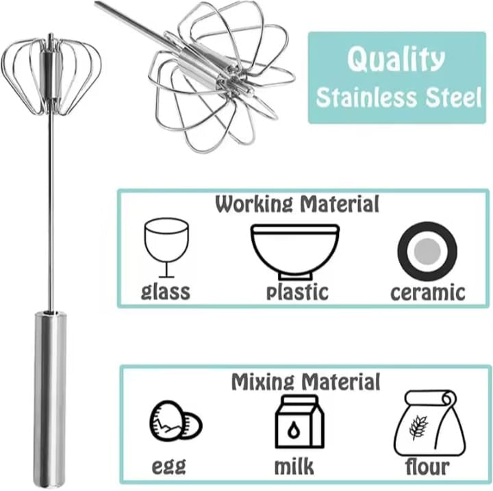 3-Piece Stainless Steel Hand Whisk Set – Long, Medium & Short
