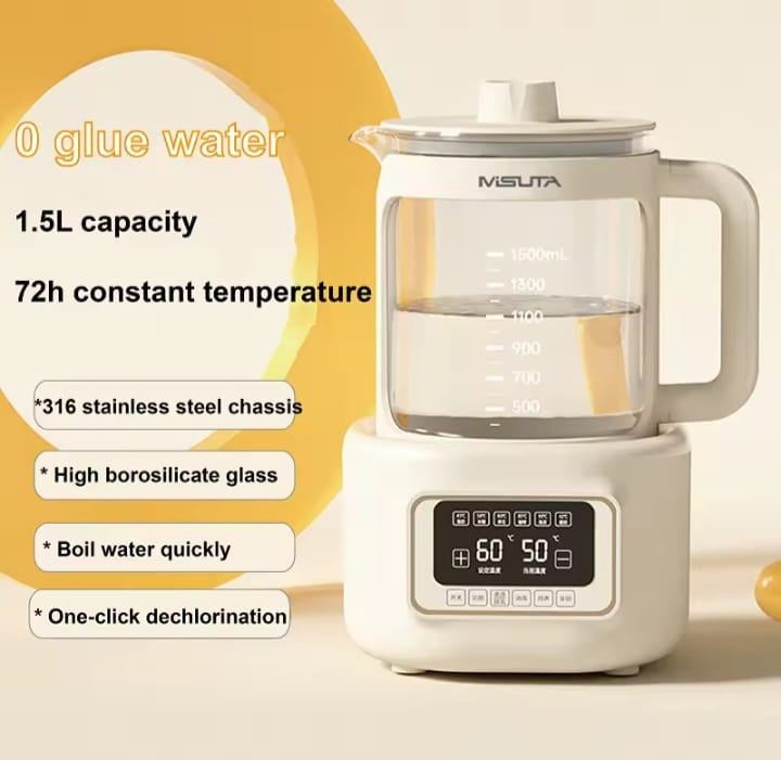 MISUTA 1.5L Smart Baby Kettle – 72-Hour Thermostatic Milk Warmer