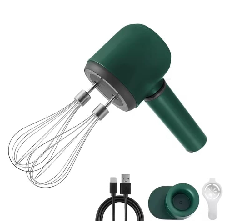 Wireless Twin-Head Electric Hand Mixer – 1200mAh USB-C Rechargeable Egg Beater