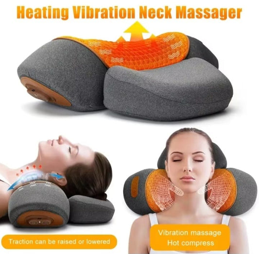 Neck & Lumbar Cushion Massager – Hot Compress + Traction